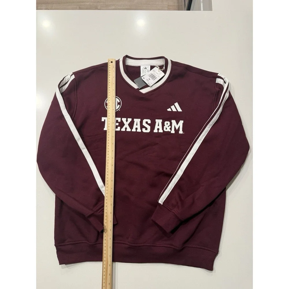 adidas Texas A&M Aggies 3-Stripes Fleece Maroon Sweatshirt JM9099 Men's Medium